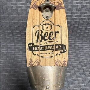 Wooden Beer Bottle Opener with Metal Accents